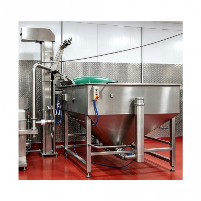 WS-1 Tote Bin Loader and WP-3 Vacuum Loading system for tumblers